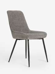 Set of 2 Textured Chenille Light Grey Hamilton Black Leg Quilted Dining Chairs - Image 5 of 9