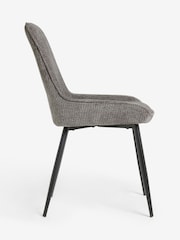 Set of 2 Textured Chenille Light Grey Hamilton Black Leg Quilted Dining Chairs - Image 6 of 9