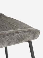 Set of 2 Textured Chenille Light Grey Hamilton Black Leg Quilted Dining Chairs - Image 8 of 9