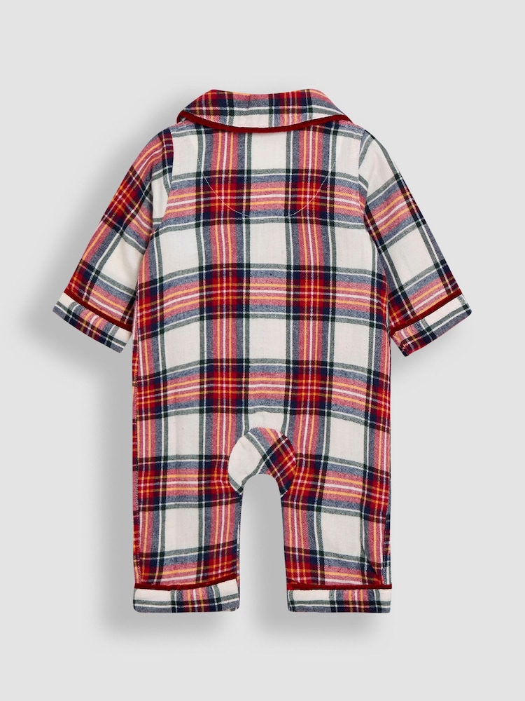 JoJo Maman Bébé Cream 100% Cotton All-In-One Pyjamas - Image 2 of 3