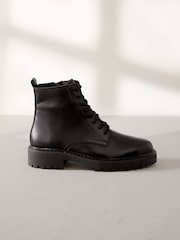 Black Premium Leather Lace-Up Boots - Image 8 of 12