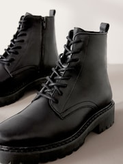 Black Premium Leather Lace-Up Boots - Image 9 of 12