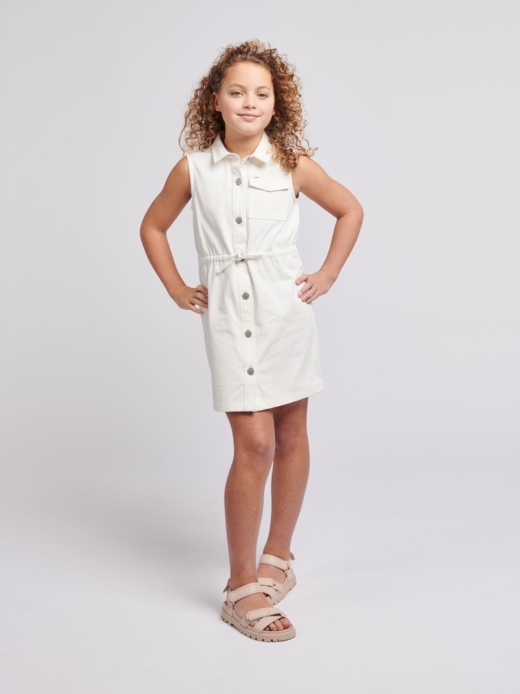 Lee White Girls 100% Cotton Sleeveless Twill Dress - Image 2 of 8