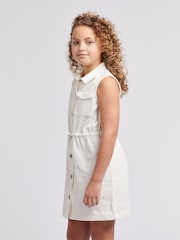 Lee White Girls 100% Cotton Sleeveless Twill Dress - Image 4 of 8
