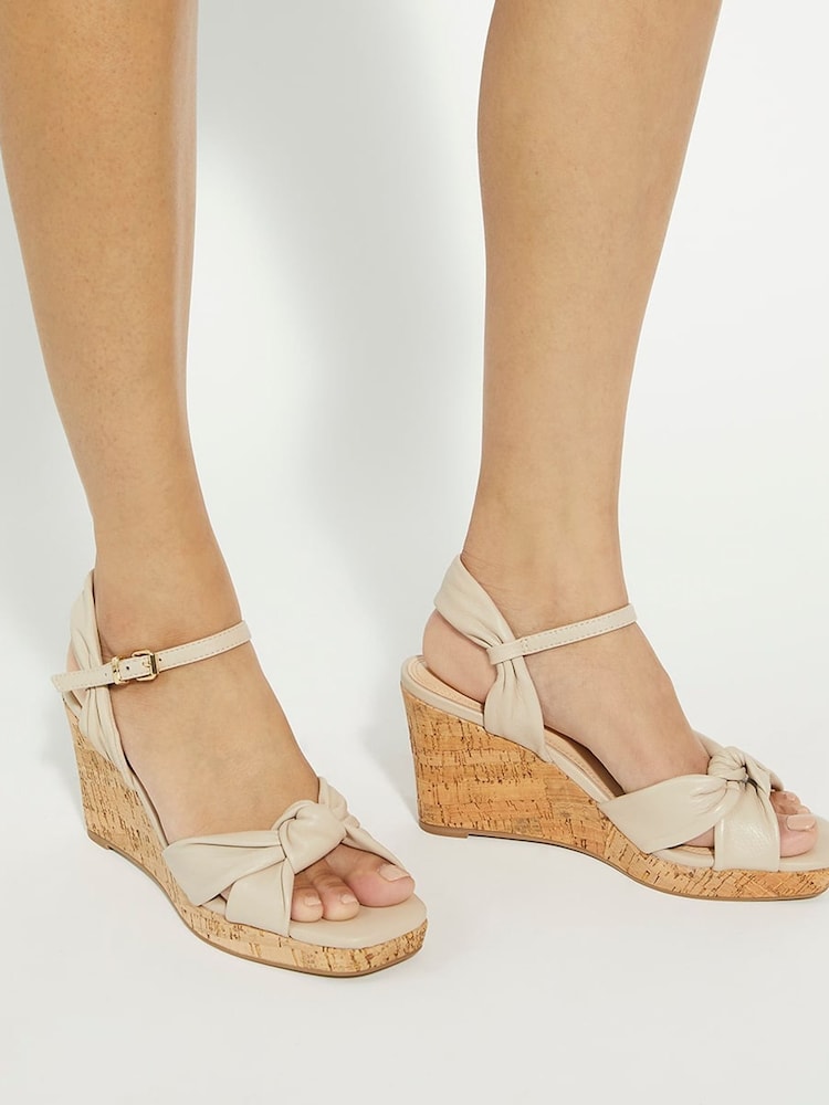 Dune London Cream Kaino Knotted Wedges - Image 1 of 6