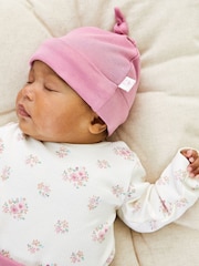 JoJo Maman Bébé Cream 3-Piece Floral Body, Trousers & Hat Set - Image 4 of 10