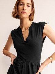 Boden Black Petite Chloe Notch Jersey Midi Dress - Image 2 of 5