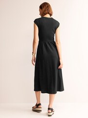 Boden Black Petite Chloe Notch Jersey Midi Dress - Image 3 of 5