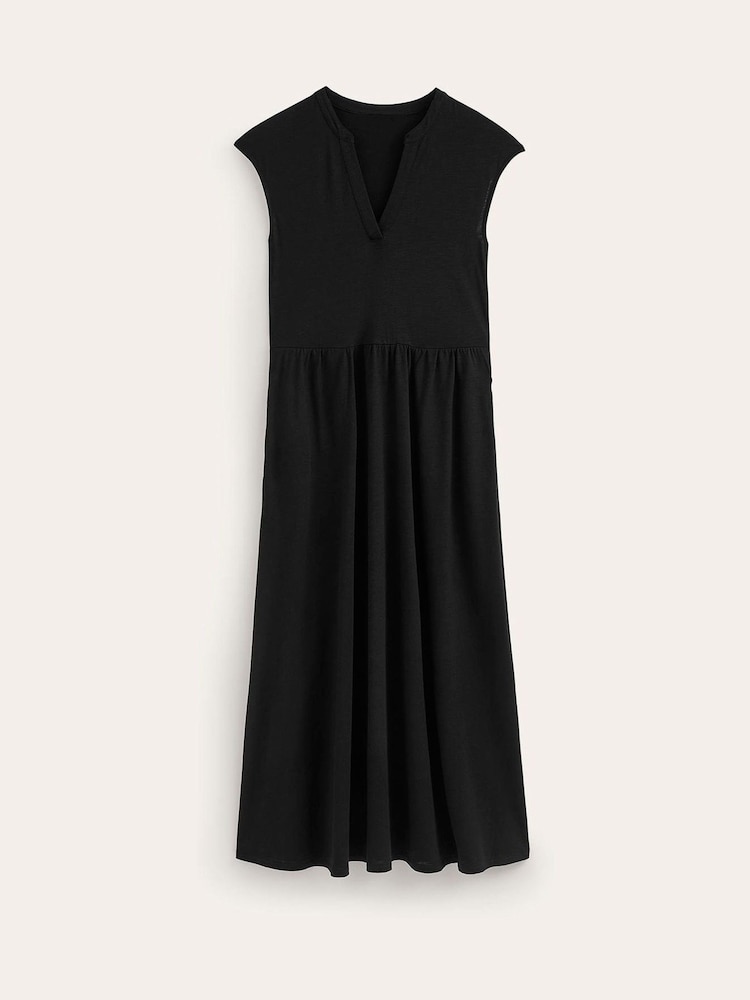 Boden Black Petite Chloe Notch Jersey Midi Dress - Image 5 of 5