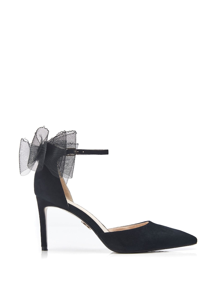 Preto - Moda in Pelle Jazlyne Stilletto Pointed Shoes With Bow Trim - Imagem 1 de 4