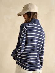Navy Blue Cotton - سويت شيرت Southwold مخطط بأزرار طولية من Joules - صورة 2 من 8
