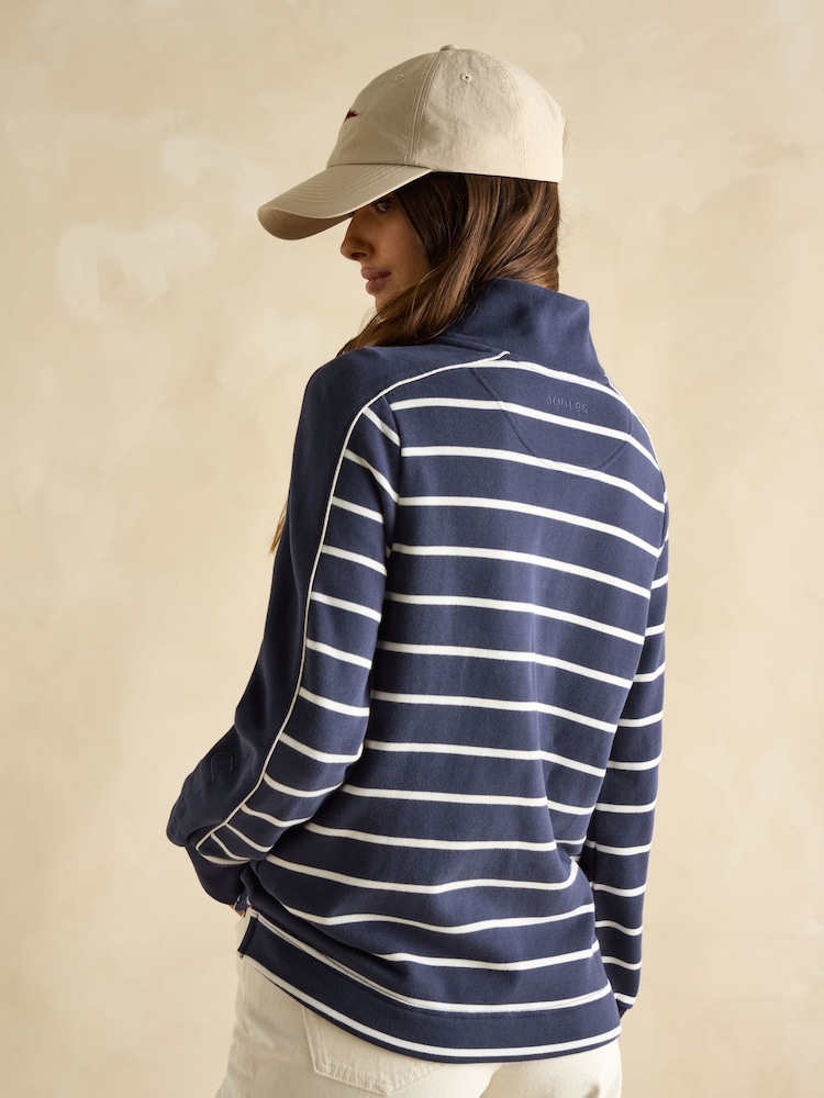 Navy Blue Cotton - سويت شيرت Southwold مخطط بأزرار طولية من Joules - صورة 2 من 8