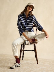 Navy Blue Cotton - سويت شيرت Southwold مخطط بأزرار طولية من Joules - صورة 4 من 8