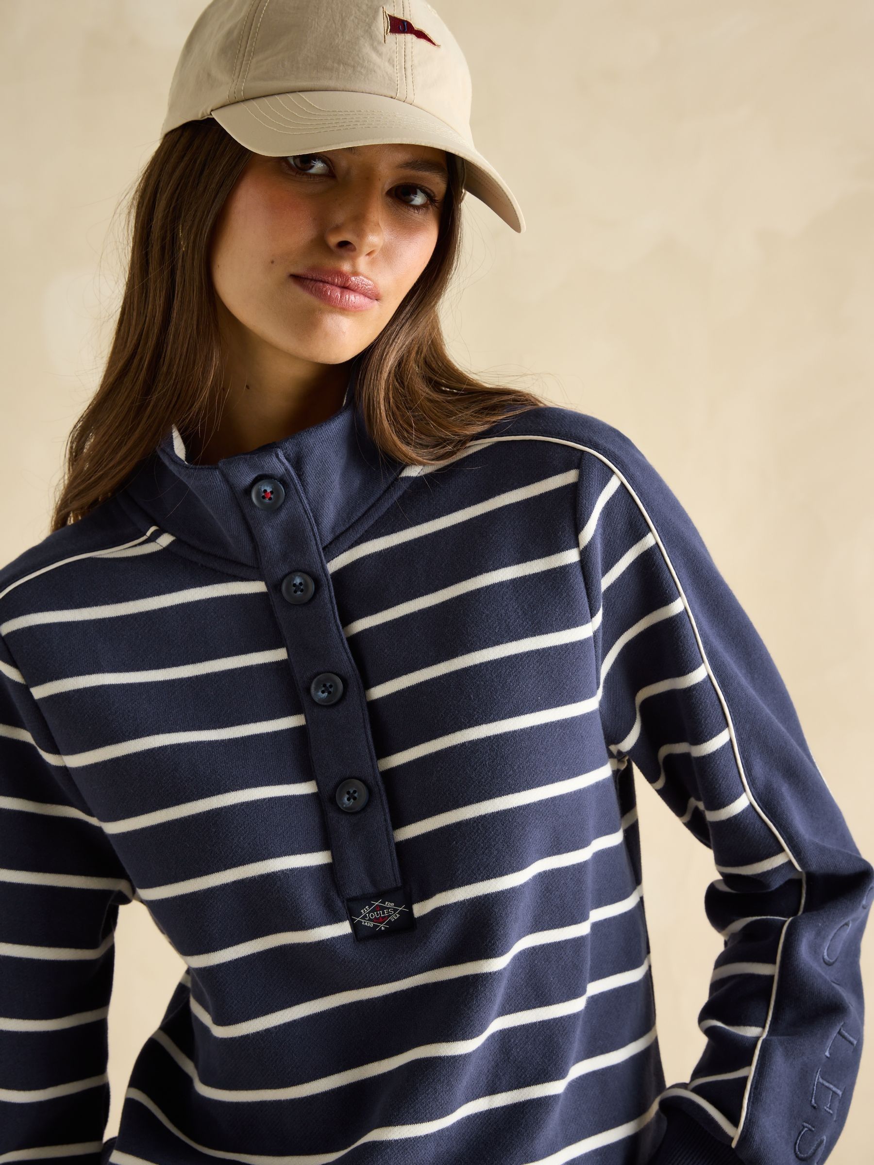 Buy Joules Southwold Navy Button Down Striped Sweatshirt from Next USA