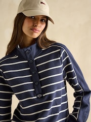 Navy Blue Cotton - سويت شيرت Southwold مخطط بأزرار طولية من Joules - صورة 5 من 8