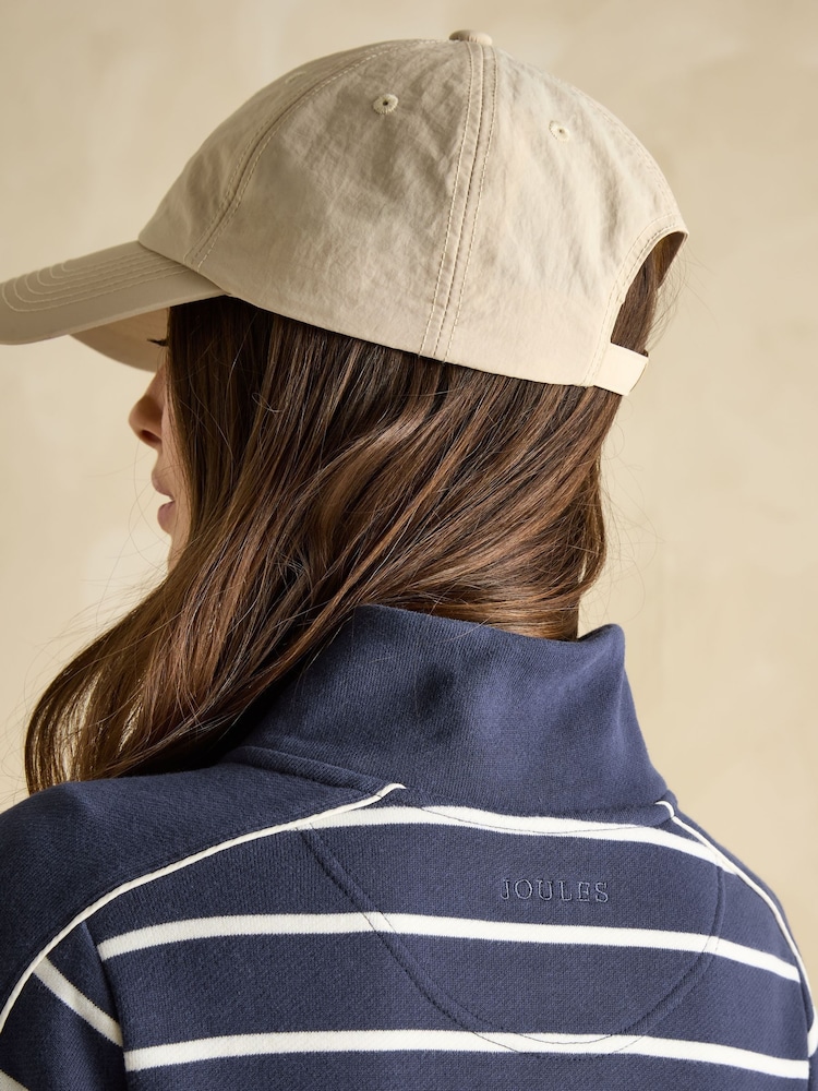 Joules Southwold Navy Blue & Cream Cotton Button Down Striped Sweatshirt - Image 6 of 8