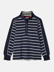 Navy Blue Cotton - سويت شيرت Southwold مخطط بأزرار طولية من Joules - صورة 8 من 8