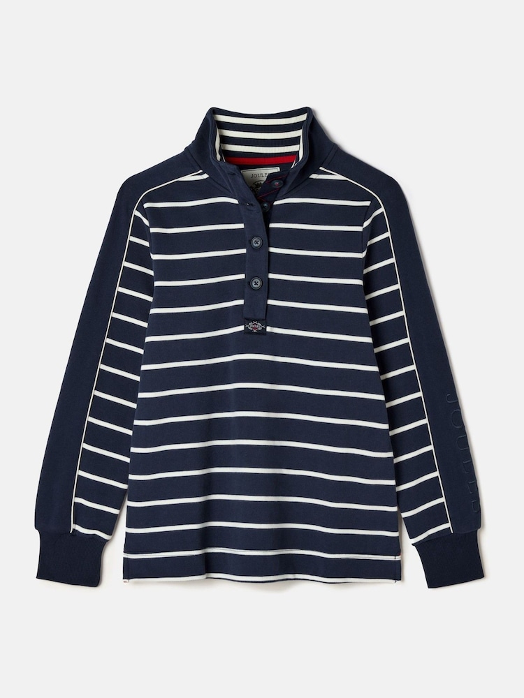 Navy Blue Cotton - سويت شيرت Southwold مخطط بأزرار طولية من Joules - صورة 8 من 8