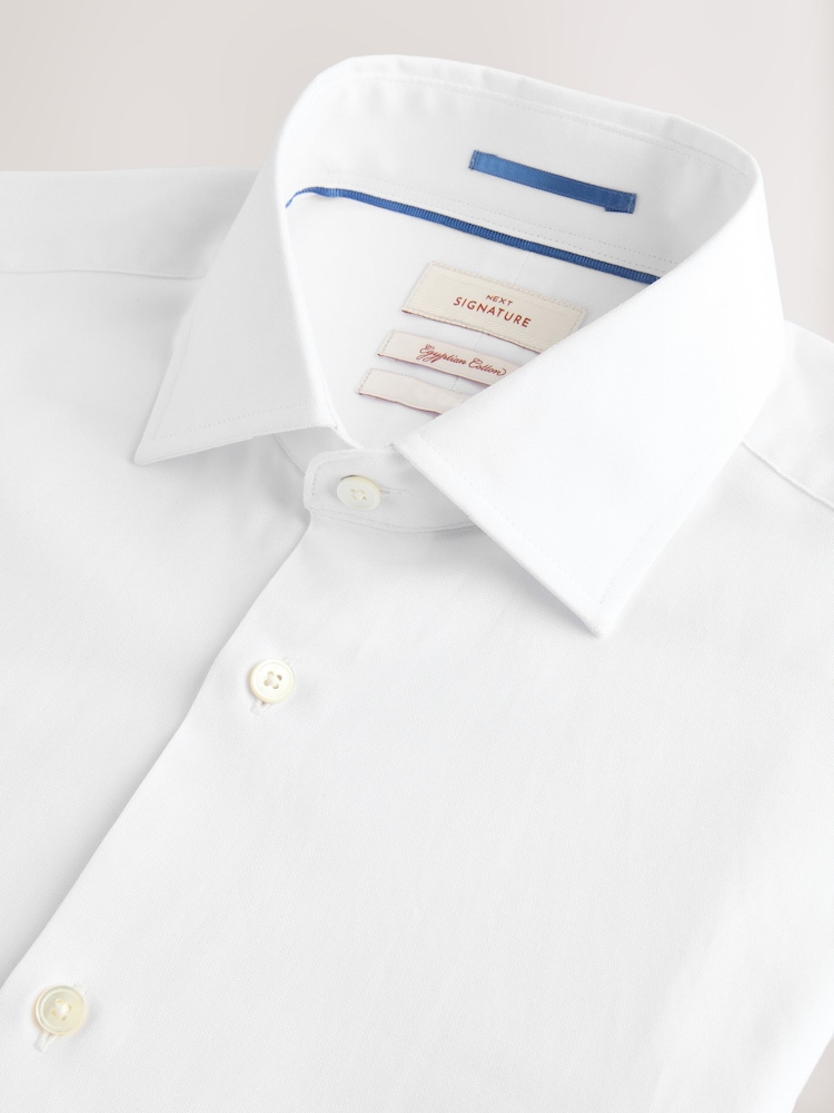Blanc - Slim Fit (Slim Fit) - Chemise haut de gamme en coton à deux volets - Image 6 of 7