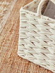 Set of 2 Cream Woven Plastic Storage Baskets - Image 2 of 3