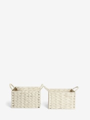 Set of 2 Cream Woven Plastic Storage Baskets - Image 3 of 3