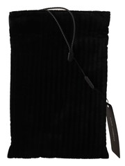 Dolce & Gabbana Velvet Quilt Drawstring Logo Plaque Pouch Black Bag - Image 2 of 4