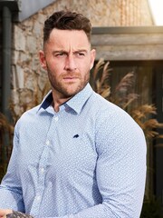 Raging Bull Blue 100% Cotton Long Sleeve Pentagon Pattern Poplin Shirt - Image 2 of 11