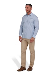 Raging Bull Blue 100% Cotton Long Sleeve Pentagon Pattern Poplin Shirt - Image 5 of 11