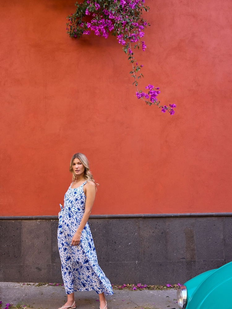 Crew Clothing Blue Flori Abstract Floral Print Sundress - Image 2 of 6