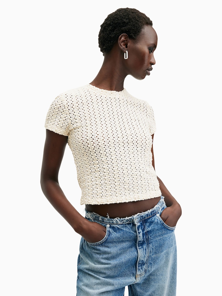 AllSaints White Karma Stevie T-Shirt - Image 2 of 7 AllSaints White Karma Stevie T-Shirt - Image 2 of 7