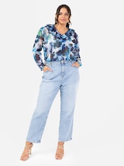 Lovedrobe Blue Frill Detail Blouse - Image 1 of 4