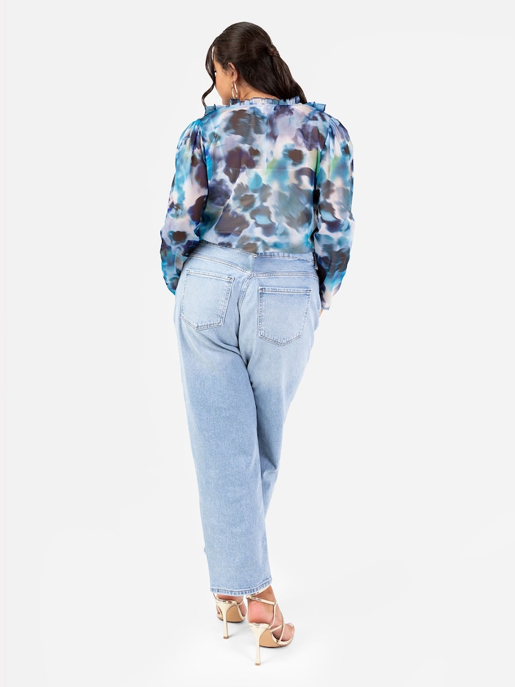 Lovedrobe Blue Frill Detail Blouse - Image 2 of 4