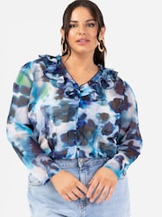 Lovedrobe Blue Frill Detail Blouse - Image 3 of 4