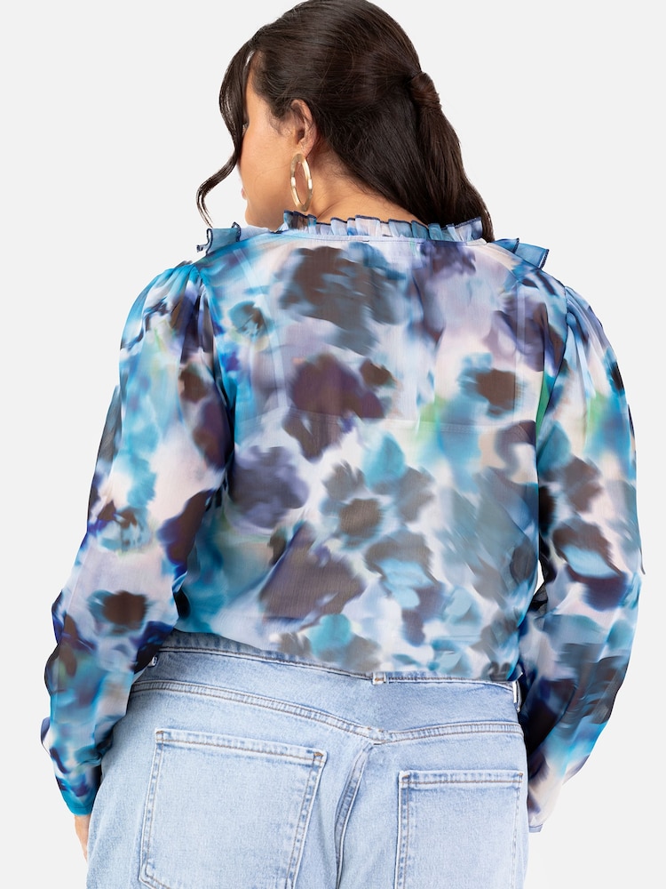 Lovedrobe Blue Frill Detail Blouse - Image 4 of 4