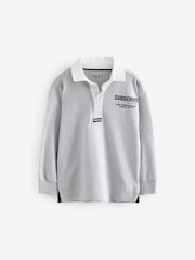 Grey Sub5cribe Long Sleeve Rugby 100% Cotton Polo Shirt (3-16yrs) - Image 1 of 4