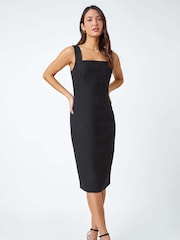 Roman Black Pleat Textured Bodycon Shift Dress - Image 2 of 5