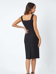 Roman Black Pleat Textured Bodycon Shift Dress - Image 3 of 5