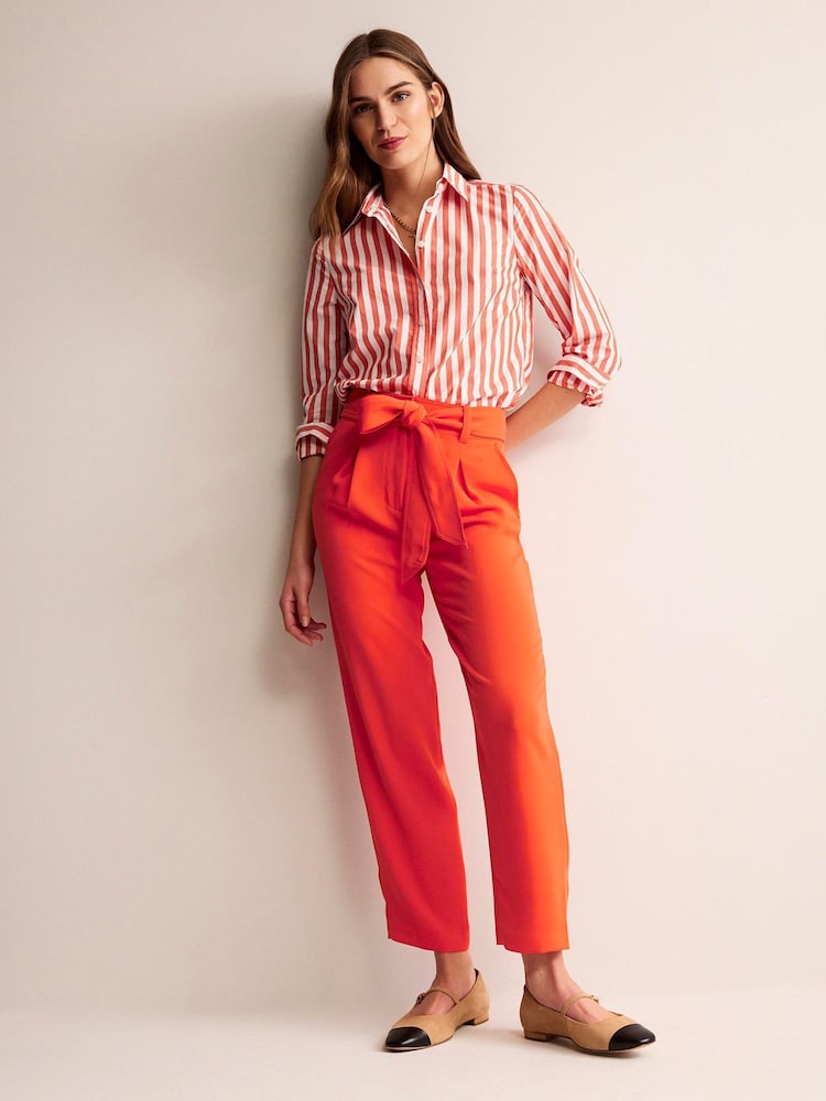 Boden Red Petite Tapered Tie Waist Trousers - Image 1 of 5