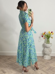 Jolie Moi Green 100% Cotton Short Sleeve Maxi Shirt Dress - Image 2 of 6