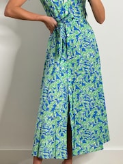 Jolie Moi Green 100% Cotton Short Sleeve Maxi Shirt Dress - Image 3 of 6
