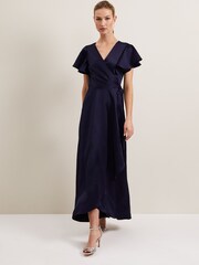 Phase Eight Blue Arabella Satin Maxi Dress - Image 1 of 6
