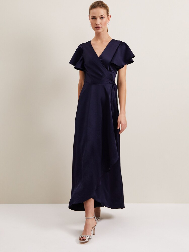 Phase Eight Blue Arabella Satin Maxi Dress - Image 1 of 6