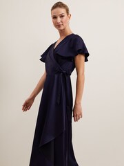 Phase Eight Blue Arabella Satin Maxi Dress - Image 5 of 6