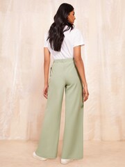 Friends Like These Khaki Green Wide Leg Elasticated Belted Trousers - Image 4 of 4