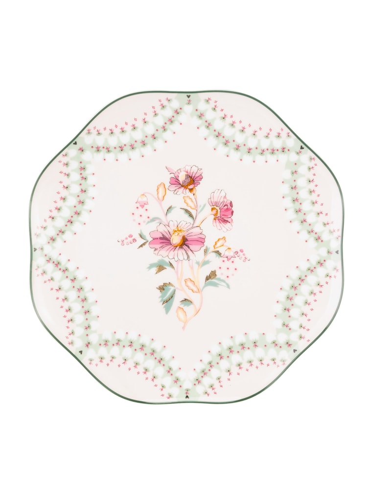 Cath Kidston Green Friendship Gardens Set of 4 Dinner Plates - Image 2 of 3