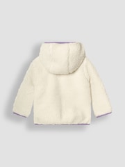 JoJo Maman Bébé Cream Toadstool Ditsy Floral Reversible Hooded Teddy Fleece - Image 3 of 7