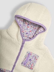 JoJo Maman Bébé Cream Toadstool Ditsy Floral Reversible Hooded Teddy Fleece - Image 6 of 7