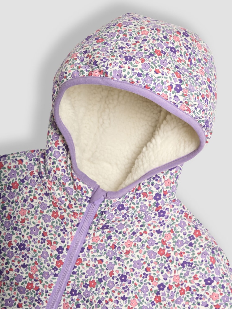 JoJo Maman Bébé Cream Toadstool Ditsy Floral Reversible Hooded Teddy Fleece - Image 7 of 7