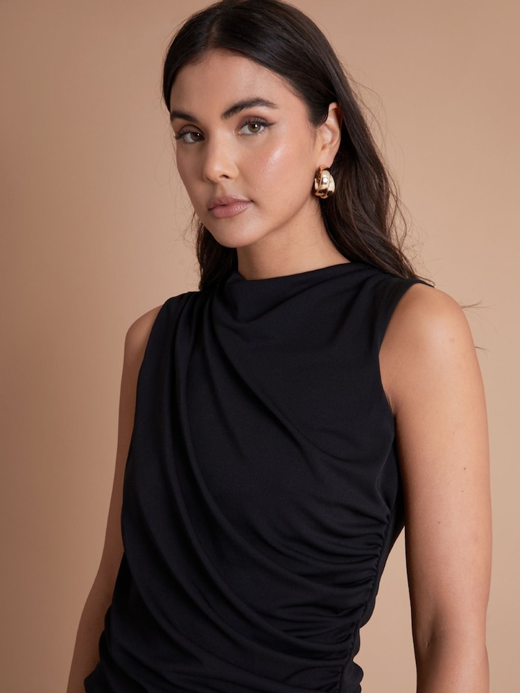 Another Sunday Jersey Cowl Sleeveless Black Top - Image 2 of 3