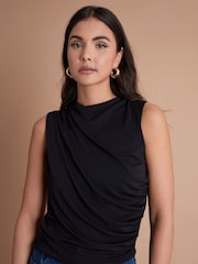 Another Sunday Jersey Cowl Sleeveless Black Top - Image 3 of 3